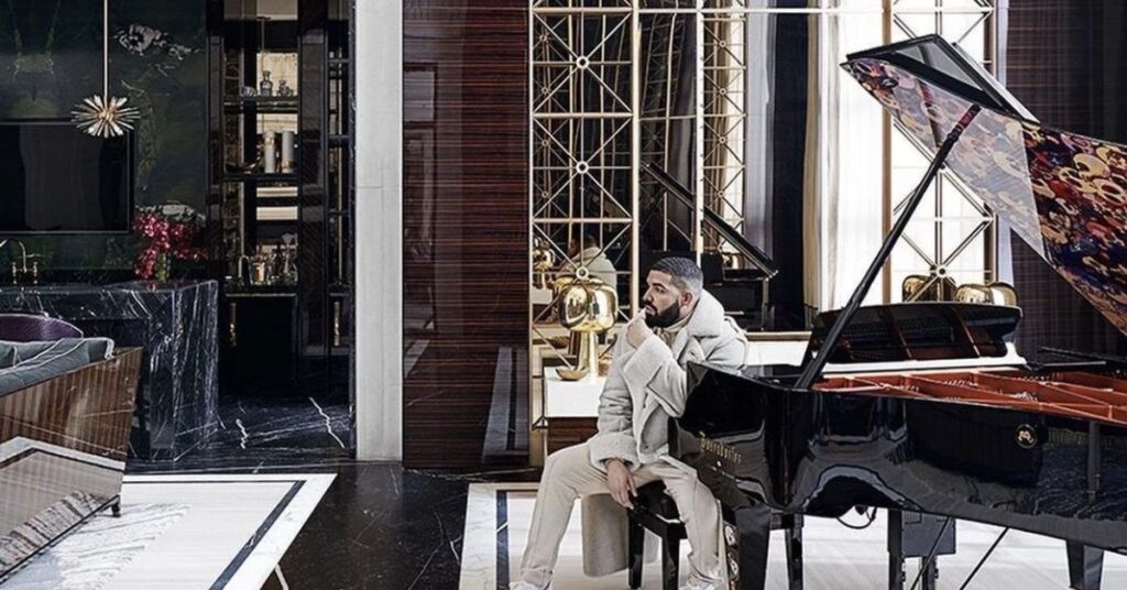drake inside mansion