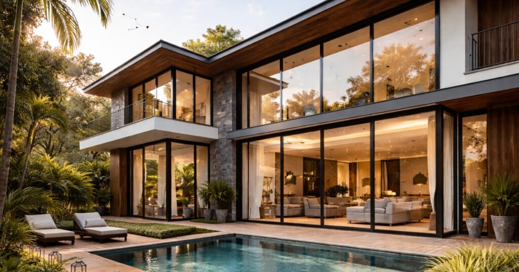 Transformative double glazing windows in India installed in a modern energy efficient residential home