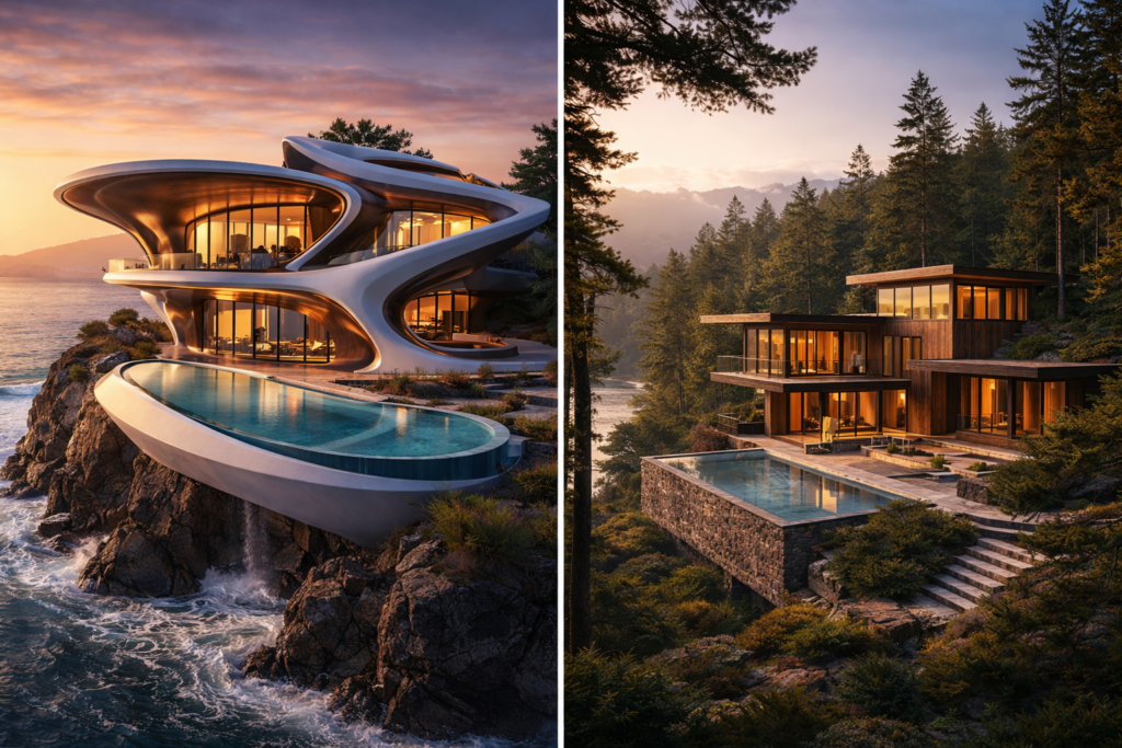 Comparison of fantasy design and architectural ESCAPE in superstar vacation home architecture