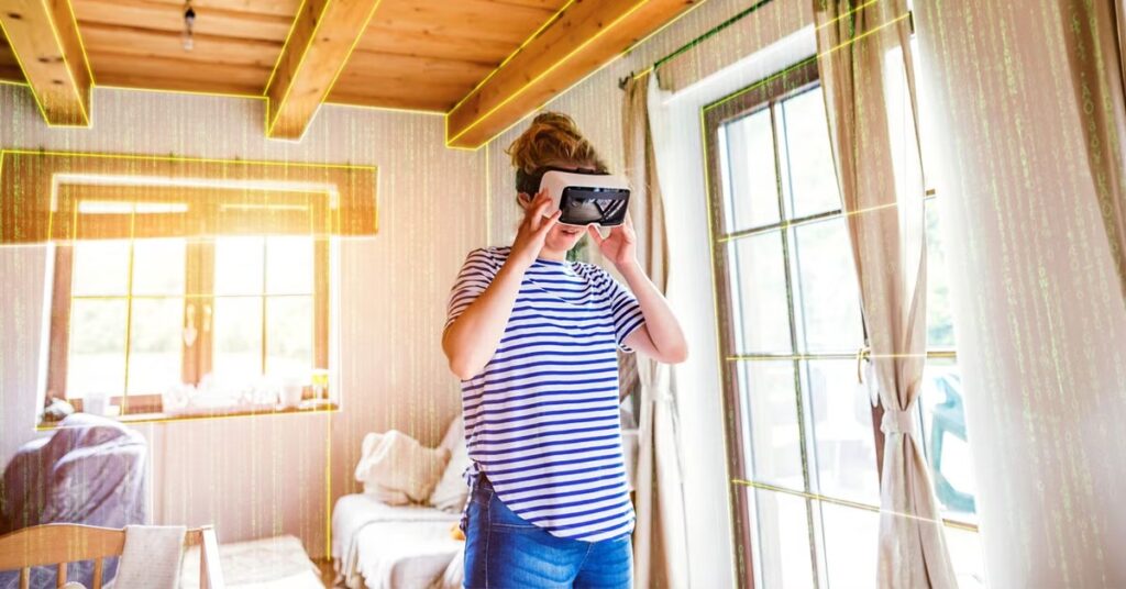 AR VR in architecture showing virtual walkthrough of an interior space before construction