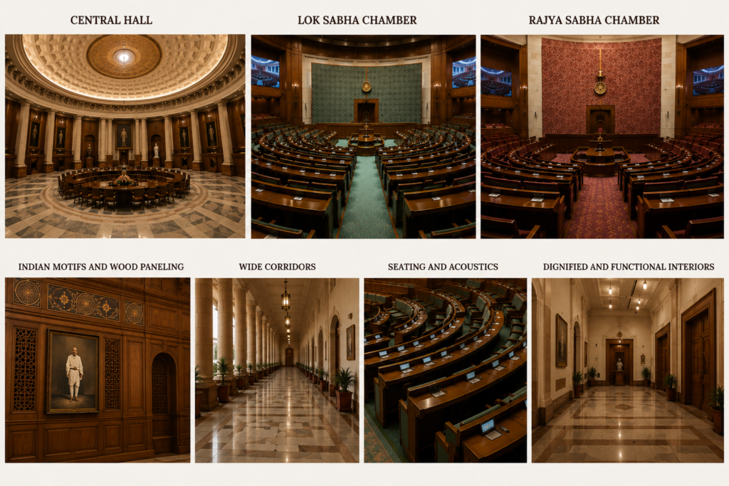 interiors of the indian parliament