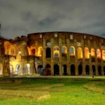 night view of the roman colosseum